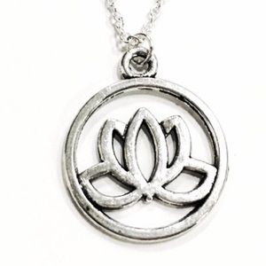 Silver Lotus Necklace 18” Sterling Chain